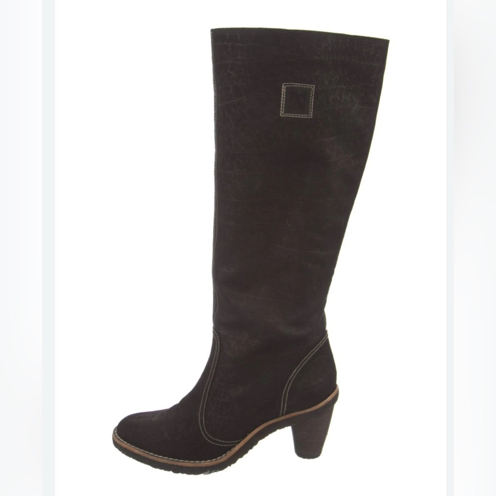 Stuart Wetzman tall suede pull on boots with stitching 8 brown